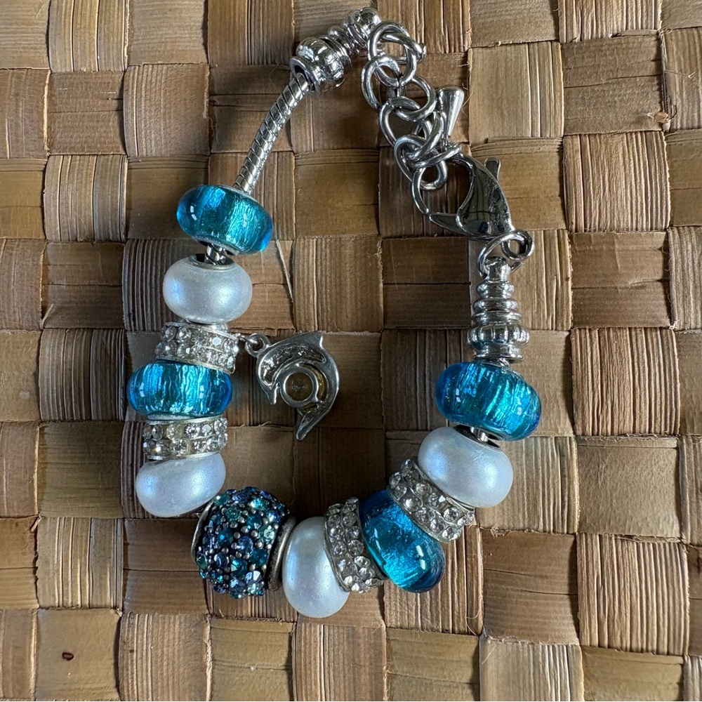 Elegant Silver and Blue Beaded Bracelet